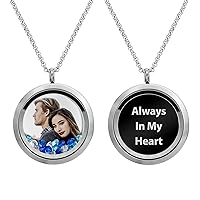 Personalized Color Photo Laser Engraved Text Message Floating Locket Crystals Pendant Necklace Handmade f/Birthday Anniversary Christmas Valentine Day Gift