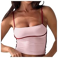 Womens Camisole Tank Tops with Adjustable Spaghetti Strap Cute Summer Going Out Crop Tops