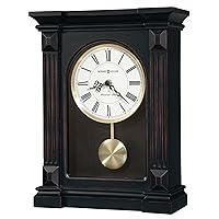 Howard Miller Mia Mantel Clock 635-187 – Worn Black Finish, Red & Brown Undertones, Antique Brass Finished Pendulum Bob, Home Decor, Quartz Single-Chime Movement