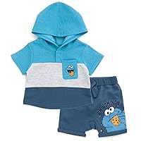 Sesame Street Cookie Monster Pullover Hoodie and French Terry Shorts Newborn to Toddler