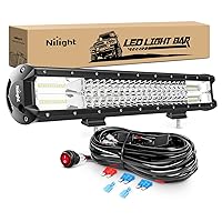 LED Light Bar 20Inch 288W Flood Spot Combo 28800LM Off Road Driving Lighting with Wiring Harness for Trucks Tractor Trailer Pickup Golf Cart SUV ATV UTV 4x4 Van Camper,2 Years Warranty