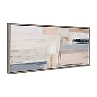 Kate and Laurel Sylvie Rustic Melody Framed Canvas Wall Art by Amy Lighthall, 18x40 Gray, Modern Abstract Brushstroke Art for Wall