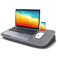 Lap Desk, Lap Desk with Cushion, Fits up to 17 inch Laptop, Pillow Designed, Portable Laptop Stand with Tray, Pad & Phone Holder, Home Office for Bed/Couch/Car/Reading/Writing, MillHome (Gray)