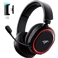 Wireless Gaming Headset, 7.1 Surround Sound, 2.4GHz USB Gaming Headphones with Bluetooth 5.3, 100H Battery, ENC Noise Canceling Mic, 3.5mm Wired, RGB Light, Wireless Headset for PC PS5 PS4 Mac Switch