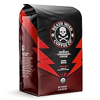 Death Wish Coffee Whole Bean Dark Roast - Extra Kick of Caffeine - USA Organic Coffee Beans - Fair Trade Arabica & Robusta Coffee Beans - Dark Roast Coffee Beans (80 oz.)