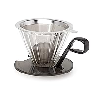 Primula Seneca Pour Over Coffee Maker Removable Ultra Fine Micro Mesh Stainless Steel Filter, 4.8 x 4.8 x 4.8 inches, Black