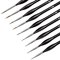 Dainayw Fine Detail Paint Brush Set - 9 Pieces Miniature Brushes for  Watercolor, Acrylic Painting, Airplane Kits, Face, Nail, Scale Model  Painting