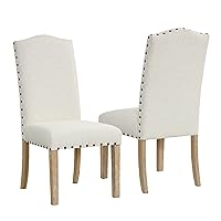 HomePop Classic Parsons Dining Chairs, Set of 2, Vanilla Cream Textured Woven (Set of 2)