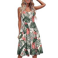 XJYIOEWT Spring Dresses for Women 2024 Maxi Boho, Women Summer Dress Sleeveless Casual Printed V Neck Sexy Party Dress