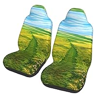 Grassland Paths Car seat Covers Front seat Protectors Washable and Breathable Cloth car Seats Suitable for Most Cars
