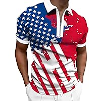 4th of July Patriotic Polo Shirt for Men Polo Shirts for Men 2024 Spring and Summer Fashion Leisure Seaside Beach