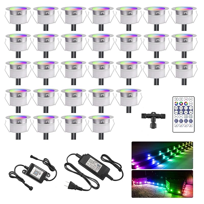 Mua Sumaote WiFi LED Deck Lights Kit Multicolor Dynamic Effect, 30pcs Φ1.22  Low Voltage Recessed Pixel RGB Deck Lighting Outdoor IP67 Waterproof  Landscape Lights for Patio Yard Steps Eaves Decor trên Amazon