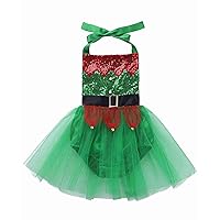 YiZYiF Toddler Baby Girls Holiday Santa's Elf Xmas Outfit Ruffles Tutu Romper Dress Christmas Costume