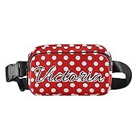 Custom Polka Dot Red Fanny Packs for Women Men Personalized Belt Bag with Adjustable Strap Customized Fashion Waist Packs Crossbody Bag Waist Pouch for Outdoor Travel