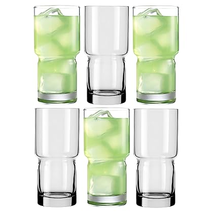Libbey Newton Cooler Tumbler Glasses Set of 6, Clear Kitchen Glassware Sets for Beverages and Cocktails, Lead-Free, Drinking Glasses, 16-Ounce