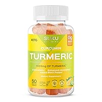 SUKU Turmeric Curcumin Sugar Free Gummies with 1003mg of Turmeric - Black Pepper Protects Liver, Improves Digestion, Inflammation Response & Joint Health – Lemon Lime Flavour (50 Gummies)