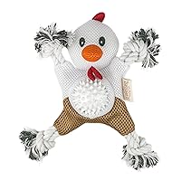 Chicken 2-in-1 Interactive Dog Toy - Farm and Ranch Collection Tug Fetch Rope Squeaky Ball No Stuffing Dog Toy Gift for Small Medium Large Dogs