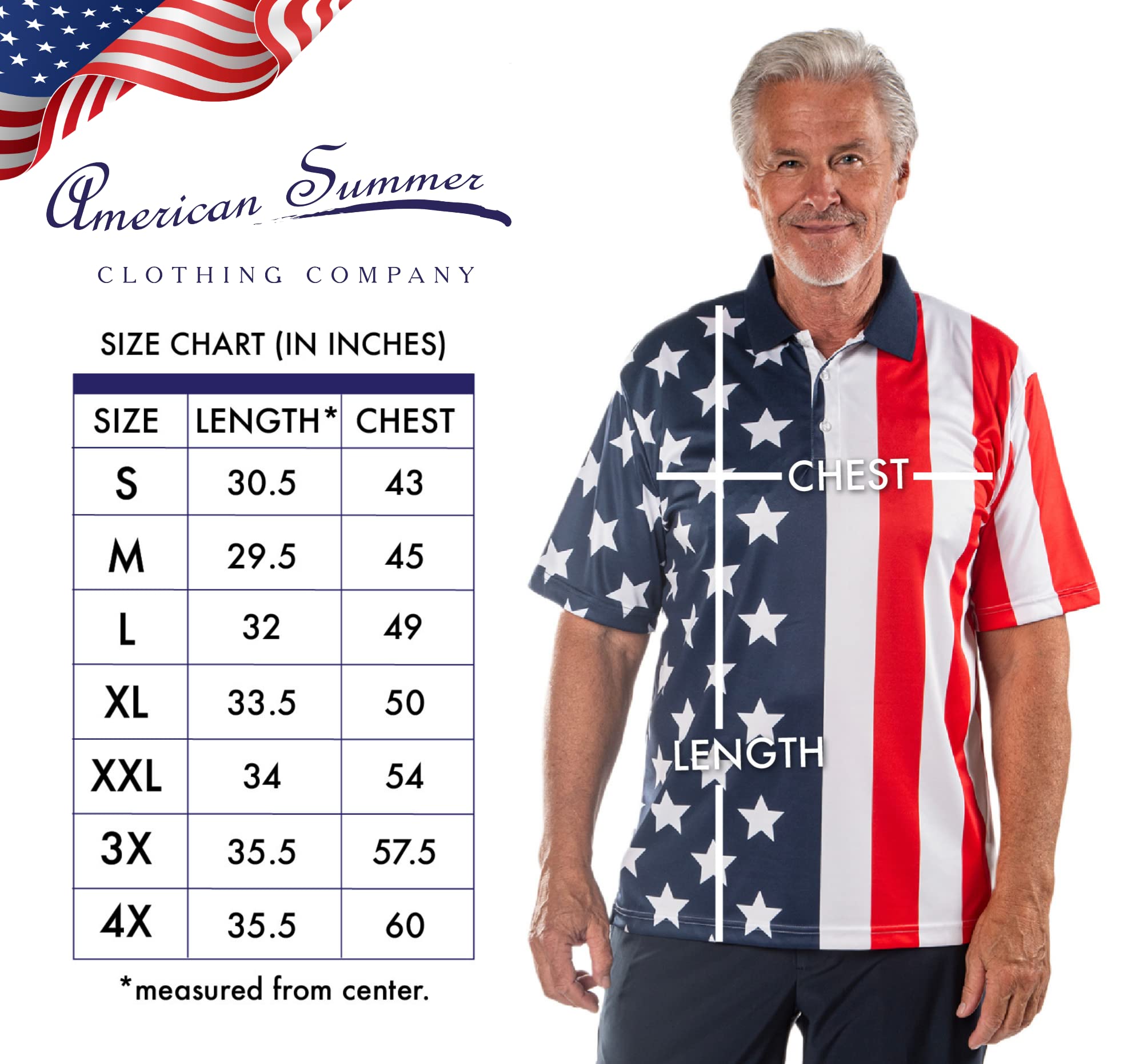 TheFlagshirt Men's Patriotic Performance Golf American Flag Classic Fit Polo Shirt
