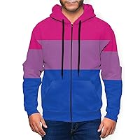 Bisexual Pride Flag Stripe Men Hoodie Pullover Sweatshirt Long Sleeve Zip Up