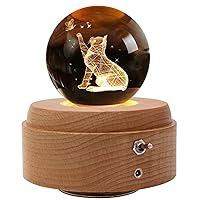 You are My Sunshine Music Box, 3D Crystal Ball with Projection LED Light and Rotating Wooden Base for Birthday Mother's Day Lover Women Mom Daughter (Cat)