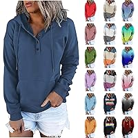 Womens 2023 Fall Fashion Hoodies Pullover Tops Casual Long Sleeve Button Up Sweatshirts Y2k Teen Girl Street Hoodies