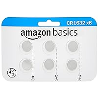 Amazon Basics 6-Pack CR1632 Lithium Coin Cell Battery, 3 Volt, Long Lasting Power, Mercury-Free