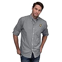 Men's Collegiate Easy-Care Long Sleeve Gingham Check Button Down Shirt, Army Black Knights, Black, Small