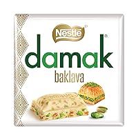 Damak White Chocolate with Turkish Pistachios and Baklava 60 gr Pack of 3