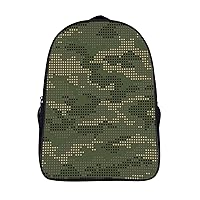 Green Camo 16 Inch Backpack Business Laptop Backpack Double Shoulder Backpack Carry on Backpack for Hiking Travel Work