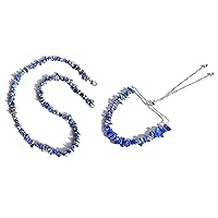 Lapis Lazuli Jewelry Set - Lapis Lazuli Silver Jewelry, Lapis Lazuli Uncut Sterling Silver Necklace 18