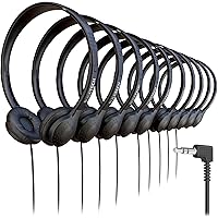 Wired On-Ear Leather Headphones with 3.5mm Connector, Bulk Wholesale, 200 Pack, Black Color