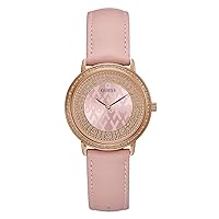 Guess Sparkling Pink Womens Analog Quartz Watch with Leather Bracelet W0032L7