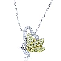 DECADENCE Sterling Silver Two-Tone Round White & Yellow Cubic Zirconia Butterfly 18