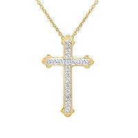 1/4 ct. T.W. Lab Grown Diamond (SI1-SI2 Clarity, F-G Color) and Sterling Silver Ornate Cross Pendant with an 18 Inch Spring Ring Clasp Cable Chain