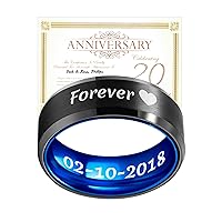 LerchPhi Anniversary Tungsten Custom Engraved Ring Gift Set for Men, ideas for 50th, 10th, and 1st Wedding Anniversary, Personalized Husband Gifts, Includes Anniversary Card & Certificate