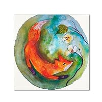 Fox In The Round by Wyanne, 18x18-Inch Canvas Wall Art
