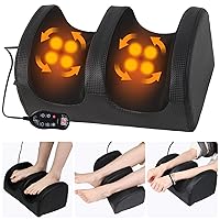 Foot and Calf Massager with Heat, Shiatsu Electric Kneading Foot Massager Machine for Plantar Fasciitis, Pain Relief, Promotes Blood Circulation, Wired Remote(Black)