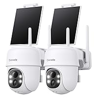2K Cameras for Home Security-2.4G WiFi Outdoor Camera Wireless Solar/Battery Powered, 360° Viewing, Human Detection, Color Night Vision, Cloud/SD Storage, Works with Alexa/Google Home(2 Pack)