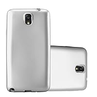 Case Compatible with Samsung Galaxy Note 3 in Metallic Silver - Shockproof and Scratch Resistant TPU Silicone Cover - Ultra Slim Protective Gel Shell Bumper Back Skin