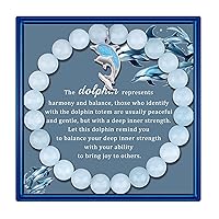ivyanan Inspirational Dolphin Gifts for Women Charm Agate Stone Dolphin Bracelets for Girls Unique Dolphin Jewelry for Dolphin Lovers