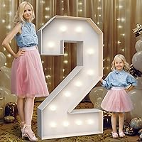 4FT Marquee Light Up Numbers 2,Party Decoration Large Marquee Light Up Letters with Weighted Water Bag,Pre-cut Foam Board Set Can Be Used for Birthdays,Weddings,Baby Anniversaries