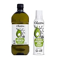 100% Pure Avocado Oil Bottle + Spray, Keto and Paleo Diet Friendly, Kosher Cooking Spray for Baking, High-Heat Cooking and Frying
