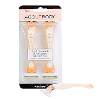 About Face Body Spa Shave 3-Blade Sensitive Disposable Razors With Coconut Oil Lube Strip, 4 Count