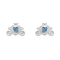 Princess Cinderella Jewelry, Royal Carriage Silver Plated Stud Earrings