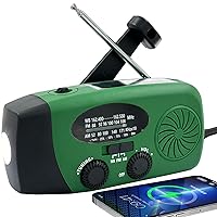 Emergency Hand Crank Radio with LED Flashlight for Emergency, AM/FM NOAA Portable Weather Radio with 5000mAh Power Bank Phone Charger, USB Charged & Solar Power for Camping, Emergency (Army Green)