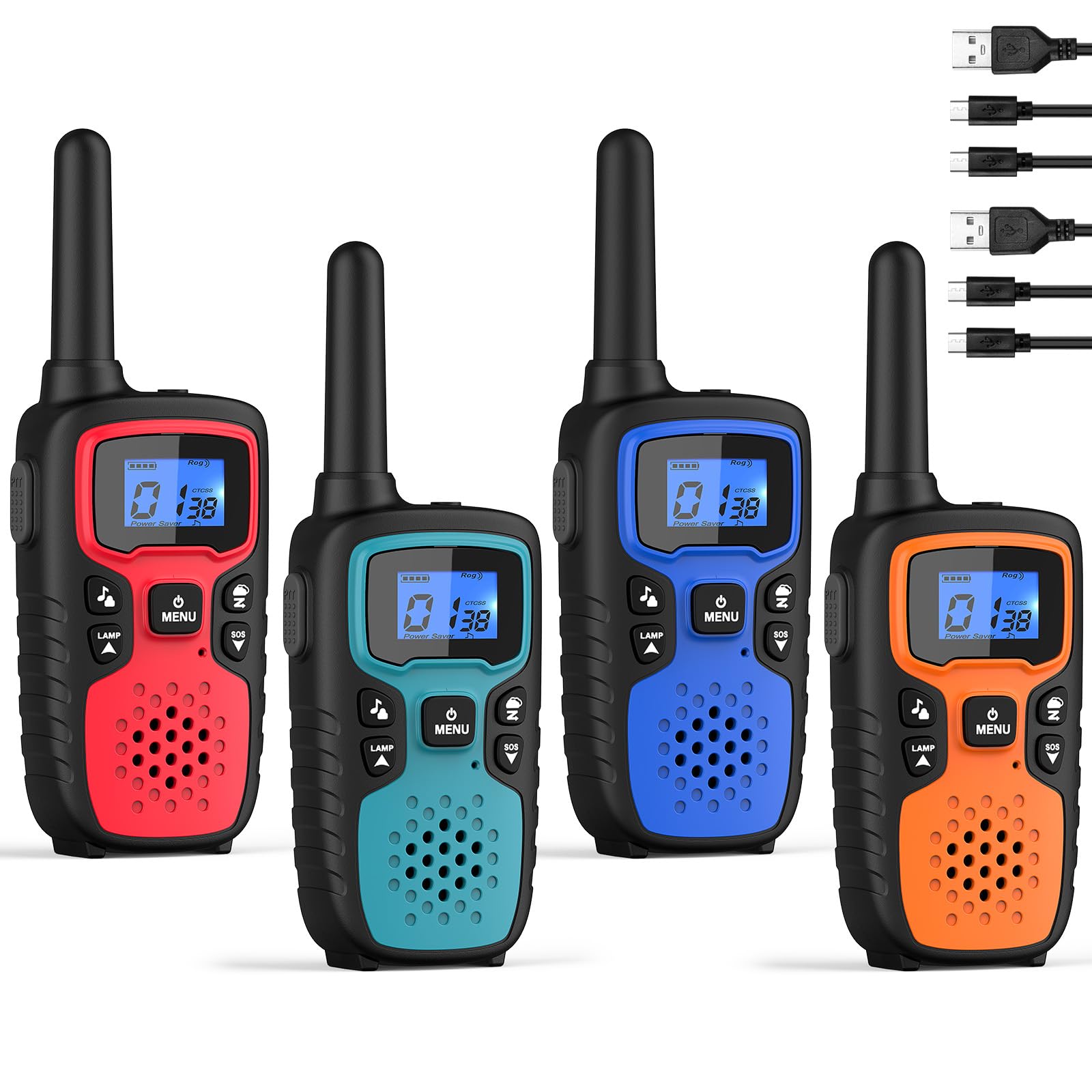 Walkie Talkies for Adults Long Range-Wishouse Handheld 2 Way Radios Rechargeable,Hiking Accessories Camping Xmas Birthday Gift for Kids with Lamp,SOS Siren,NOAA Weather Alert,VOX,Easy to Use 4 Pack