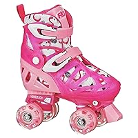 Roller Derby LTX500 Girl's Adjustable Roller Skates, Pink Flamingo, (3-6)