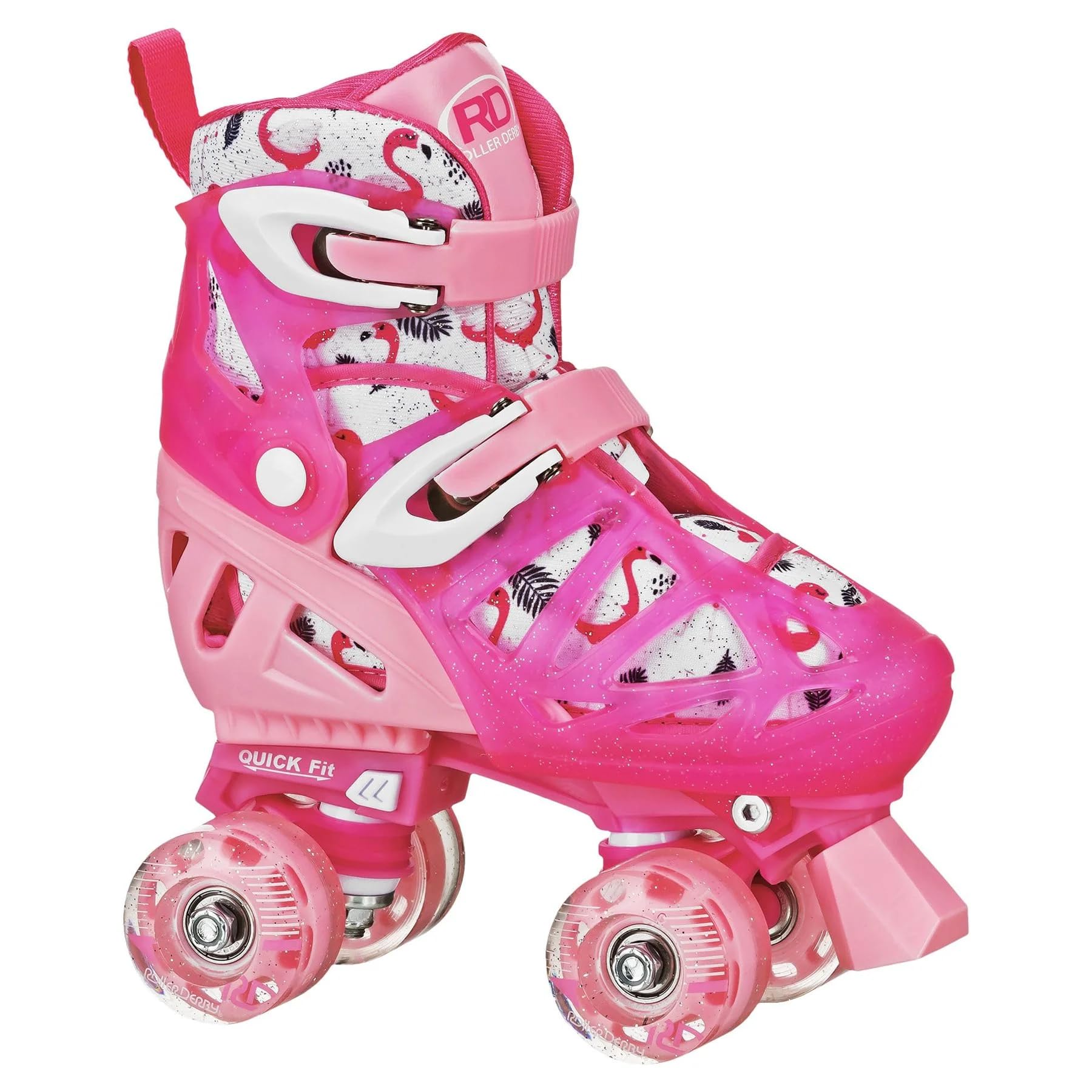 Roller Derby LTX500 Girl's Adjustable Roller Skates, Pink Flamingo, (3-6)