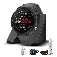 Garmin Forerunner 255, GPS Running Smartwatch, Advanced Insights, Long-Lasting Battery, Slate Gray with Charging Base, Travel Accessory Kit & 6Ave Cleaning Kit
