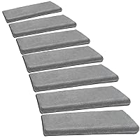 PURE ERA Carpet Stair Treads Ultra Plush Soft Bullnose Indoor Stair Protectors Pet Friendly Non-Slip Skid Resistant Tape Free Washable Reusable (2 Pieces, Light Grey)